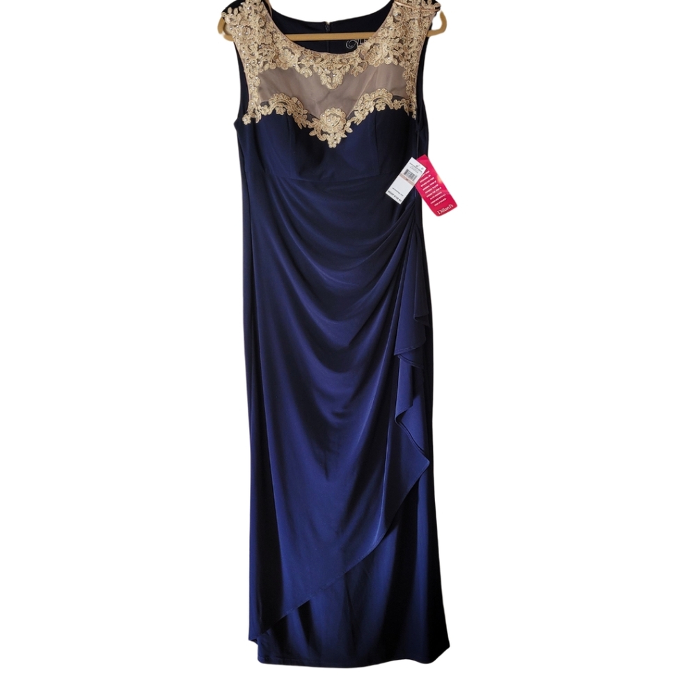 Alex Evening Petite Gown Navy Sz 12P NWT - Picture 3 of 11